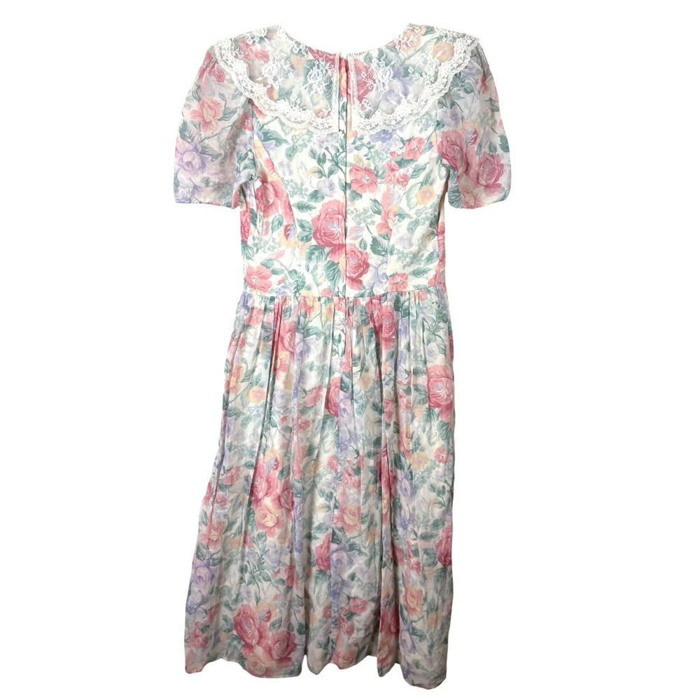 Jessica McClintock Gunne Sax Vintage Floral Lace Midi Dress Pink Size 11/12 - Picture 2 of 5